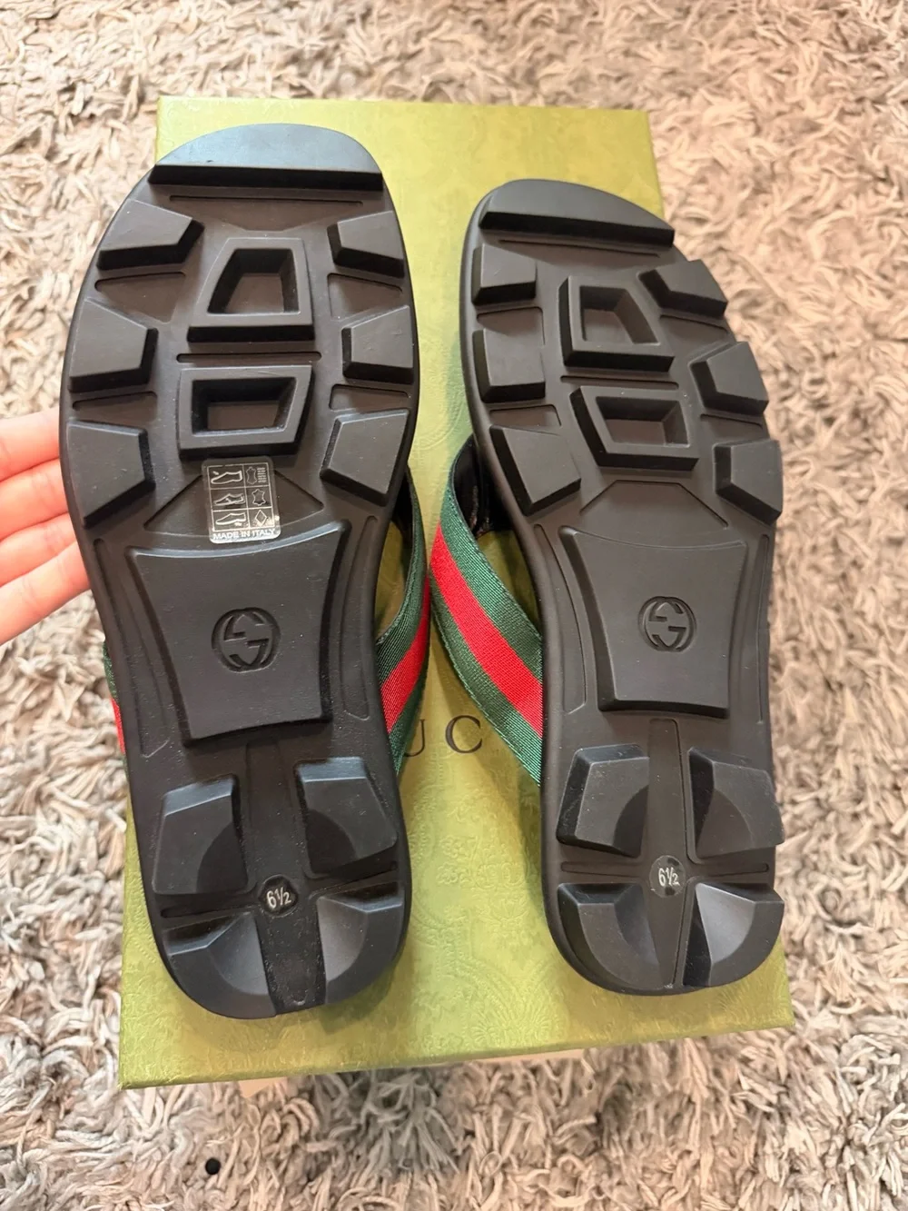 Gucci Men’s thong sandal with Web - Size 6.5